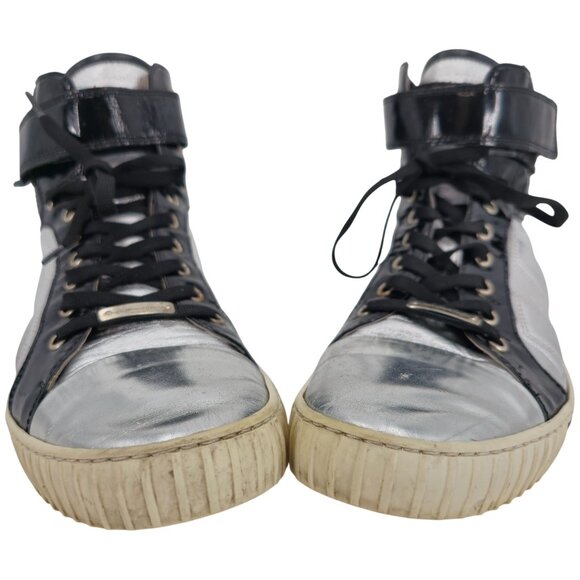 Alessandro Dell'Acqua Black Silver Metallic Fashion High-top Sneakers Mens 10.5 - Picture 6 of 14